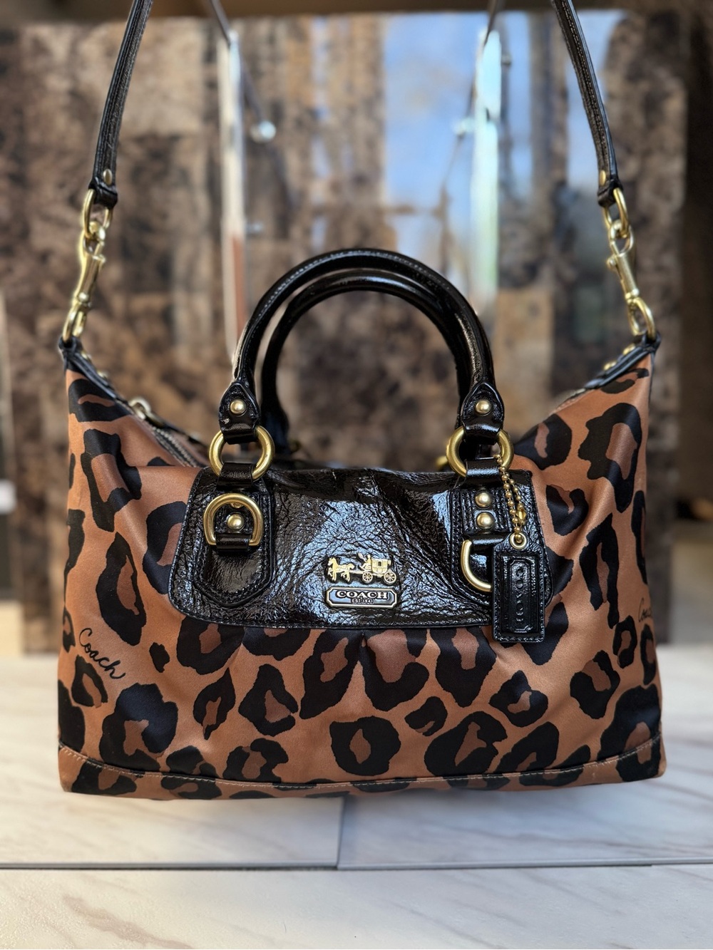 RARE & VINTAGE Coach Madison Sabrina Ocelot Satchel & Matching Wristlet - Picture 2 of 9